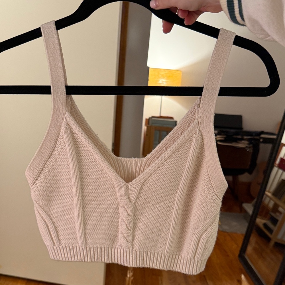 Jonathan Simkhai Cream Knit Crop Top